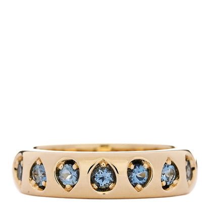 Foundrae 18K Yellow Gold Aquamarine Gemstone Band Ring 54 7 3 of 4