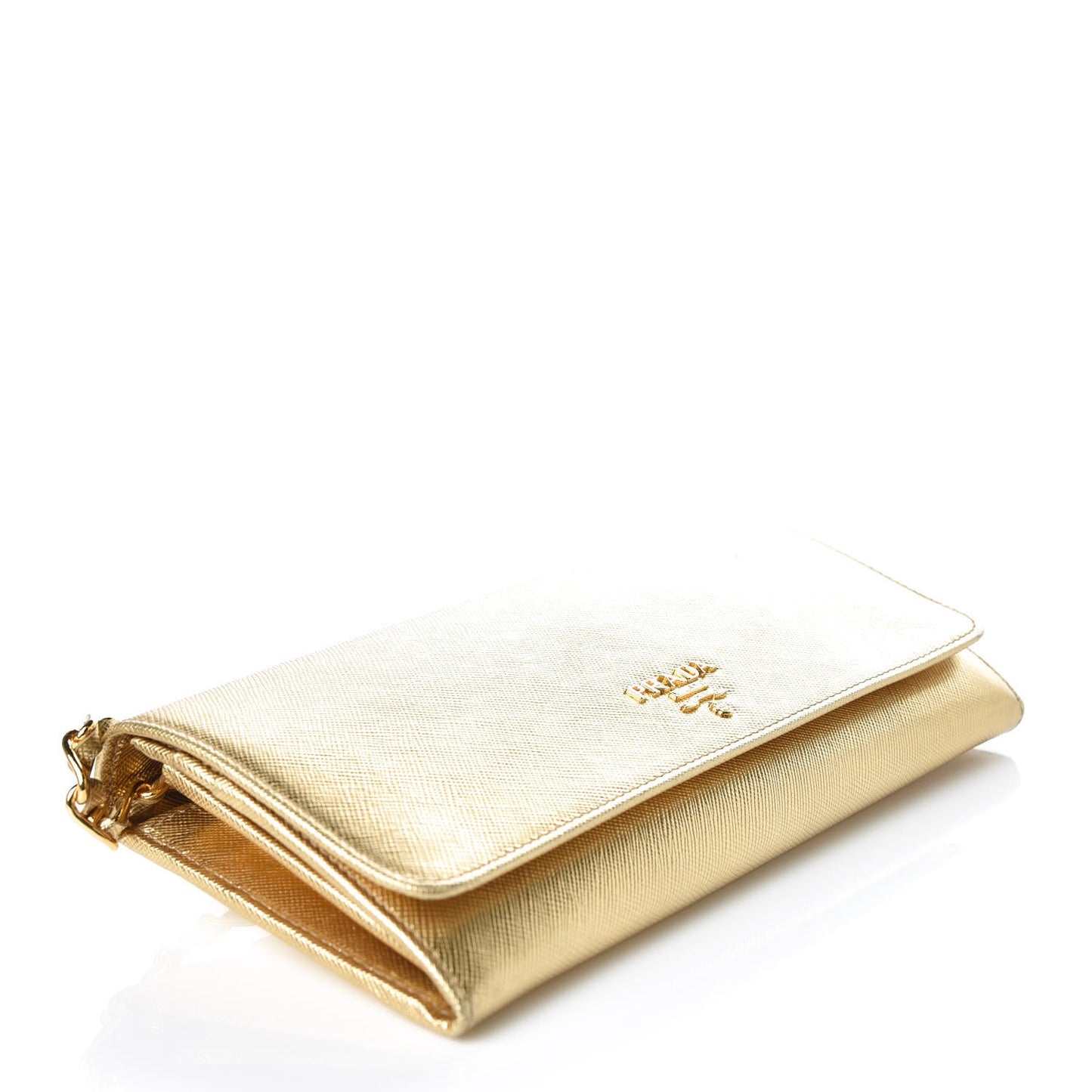 Saffiano Metal Oro Chain Wallet Gold