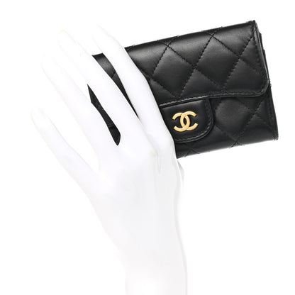 Chanel Lambskin Quilted Flap Card Holder Wallet Black 2 of 9