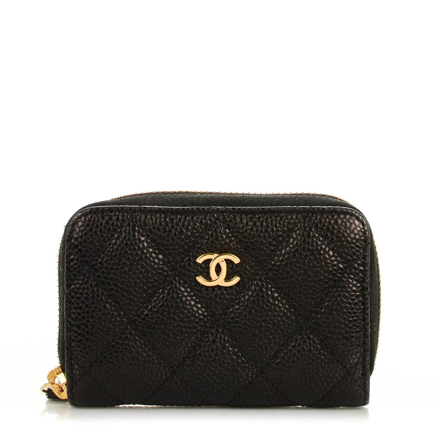 Caviar Quilted Zip Coin Purse Black