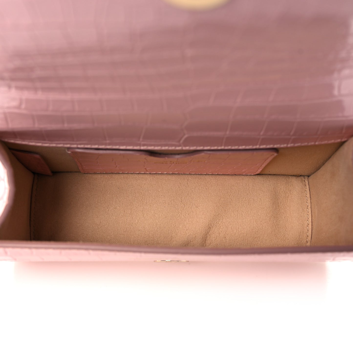 Calfskin Crocodile Embossed Knuckle Shoulder Bag Light Pink
