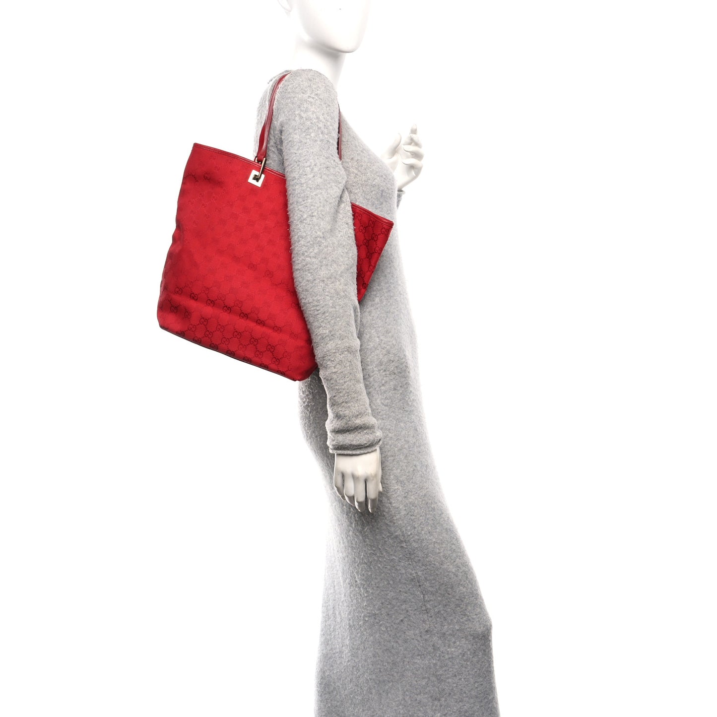 Monogram Large Bucket Tote  Red