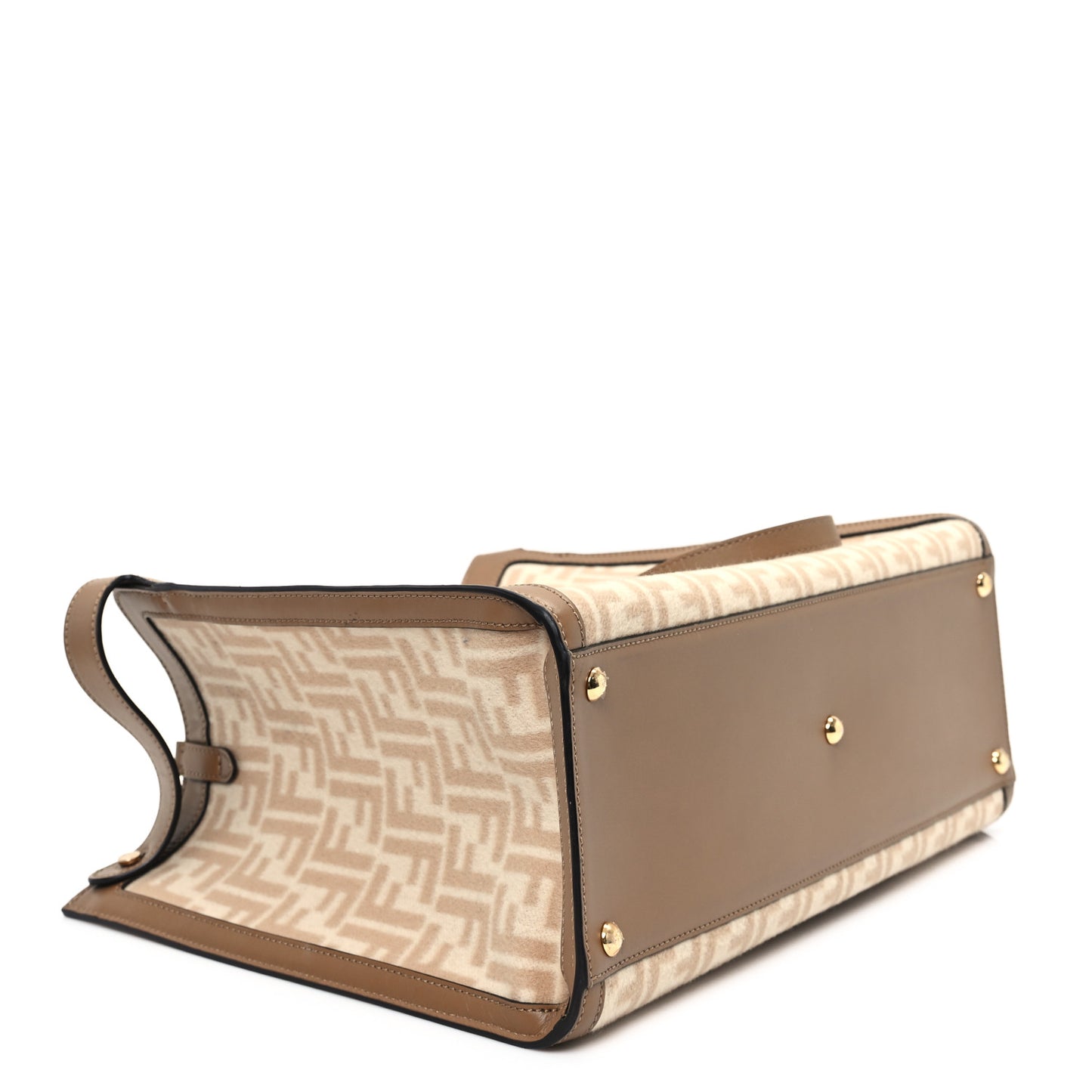 Canvas Vitello King FF Embroidered Medium Peekaboo X-Tote Beige Cammello Sand