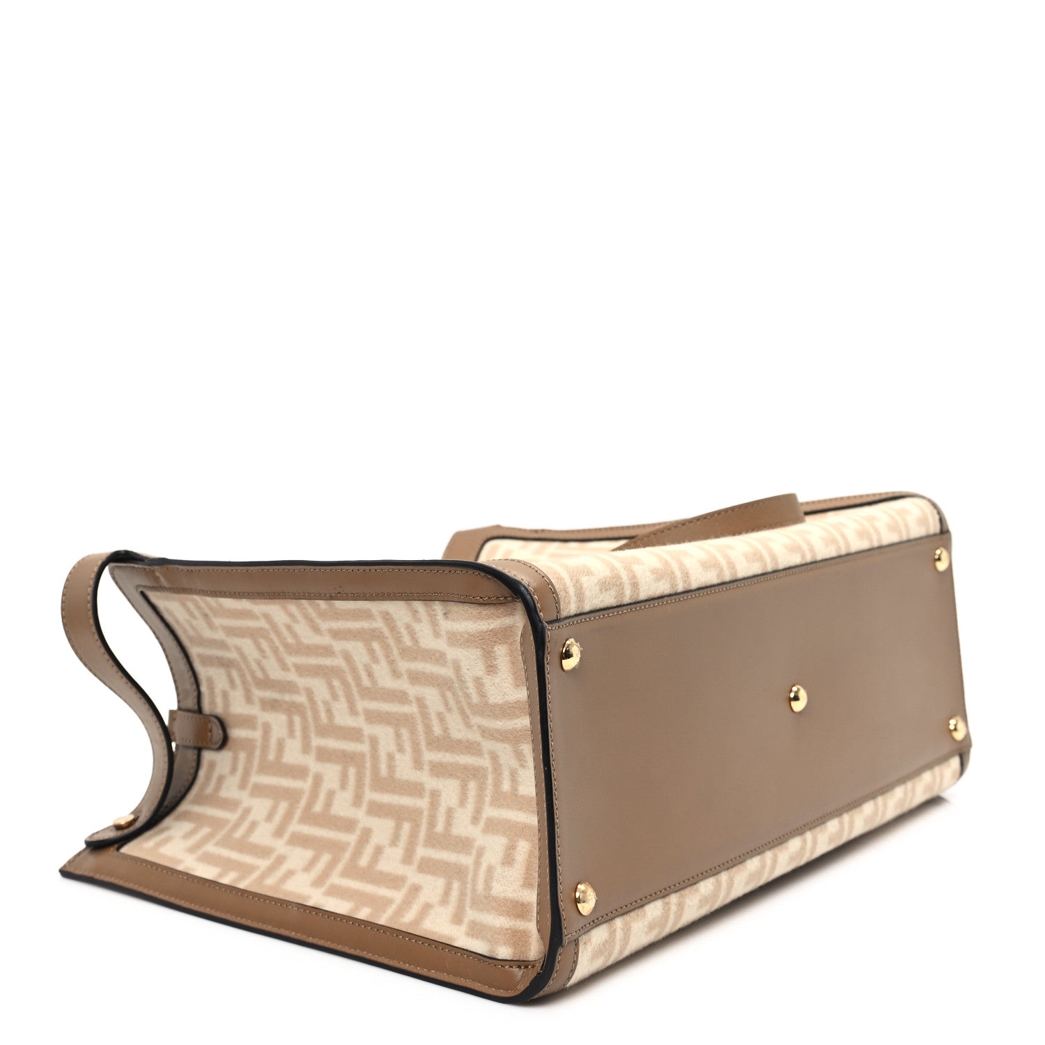 Fendi Canvas Vitello King FF Embroidered Medium Peekaboo X-Tote Beige Cammello Sand 4 of 11