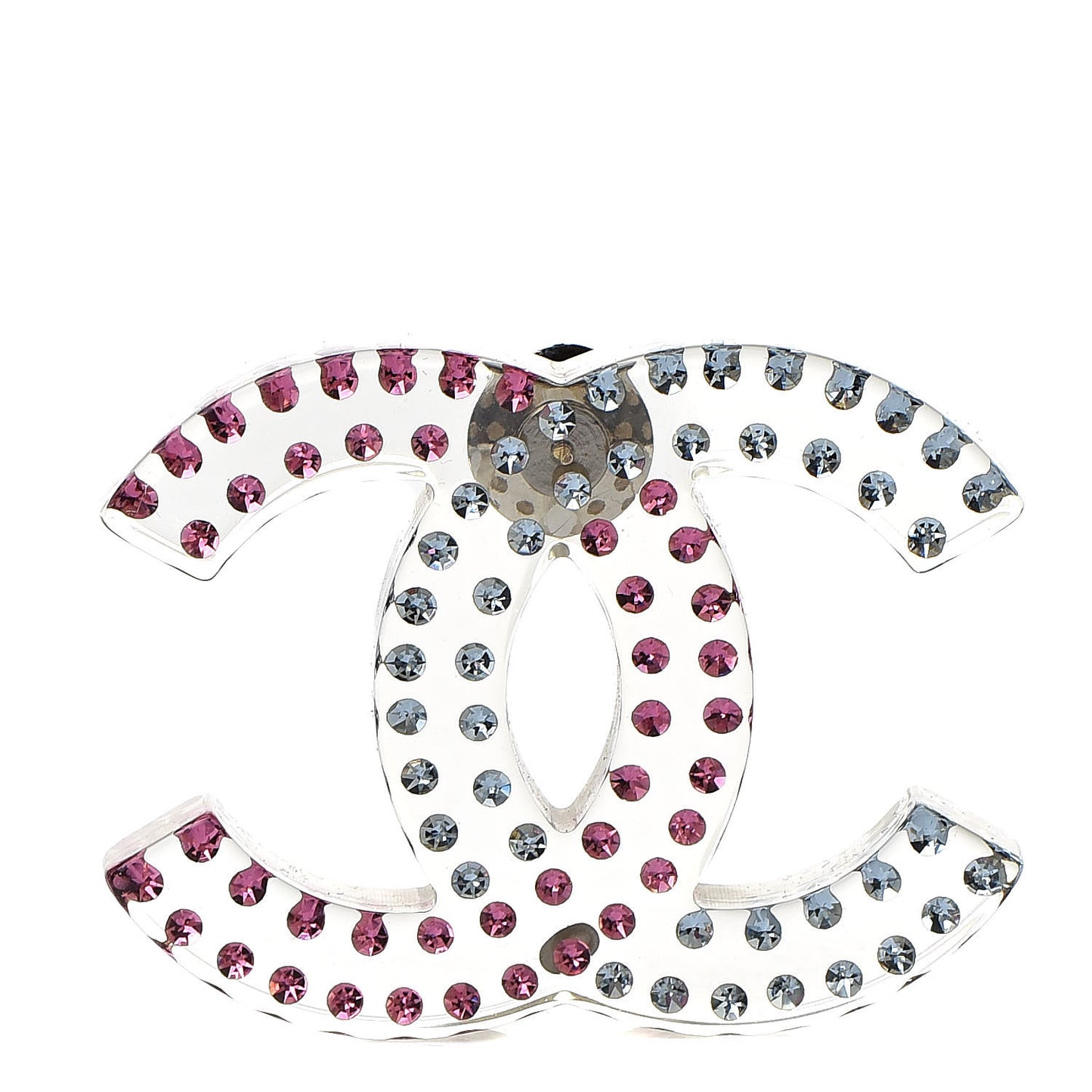 Resin Crystal Large CC Brooch Transparent Silver