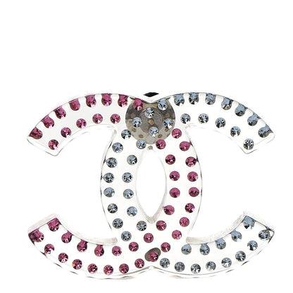 Chanel Resin Crystal Large CC Brooch Transparent Silver 1 of 4