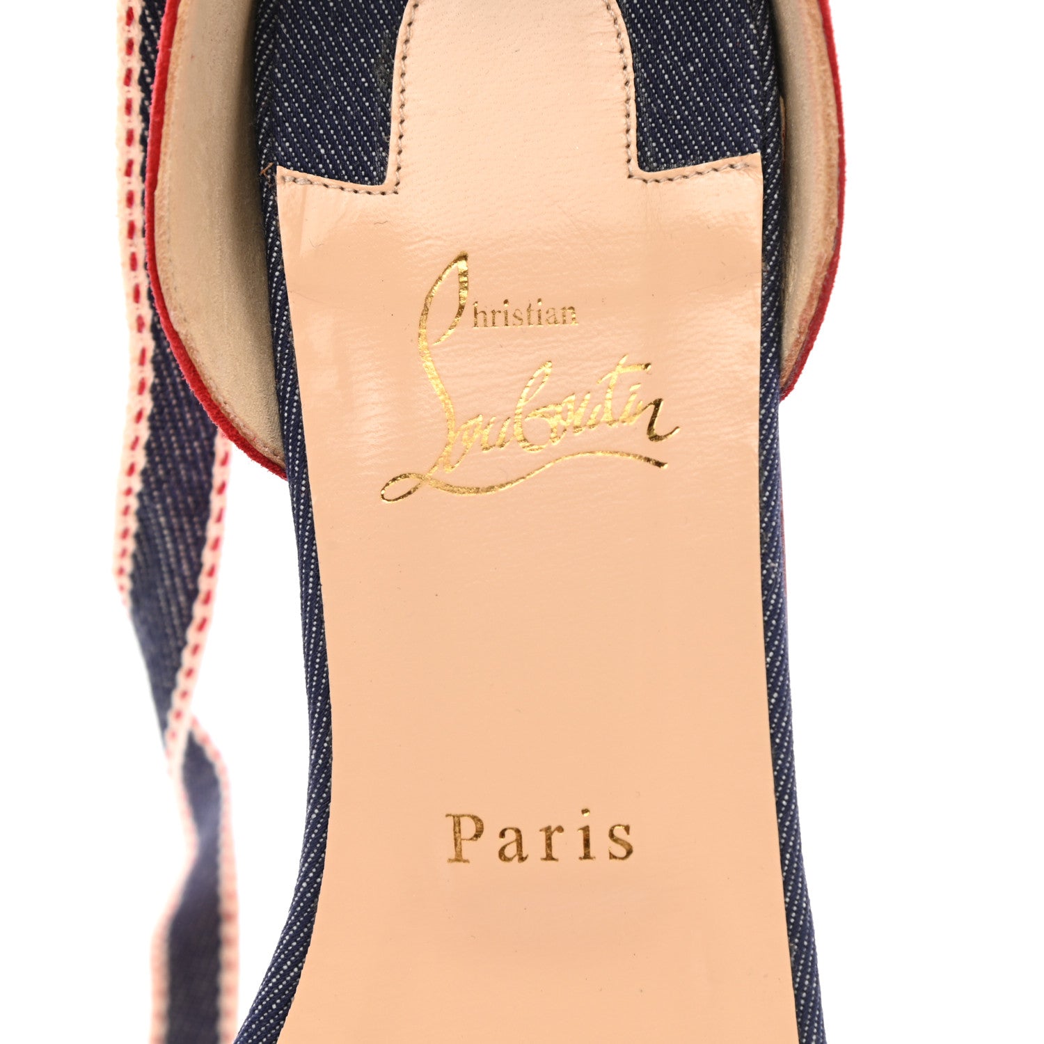 Christian Louboutin Grosgrain Denim Suede Christeriva Flats 41 Blue Rougissime 7 of 7