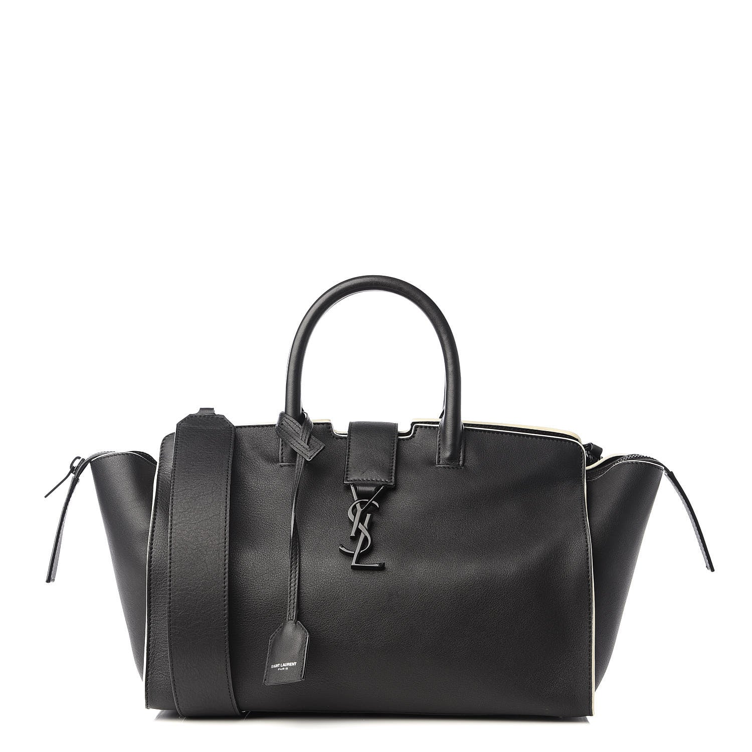 Saint Laurent Calfskin Small Monogram Downtown Cabas Black White 1 of 8