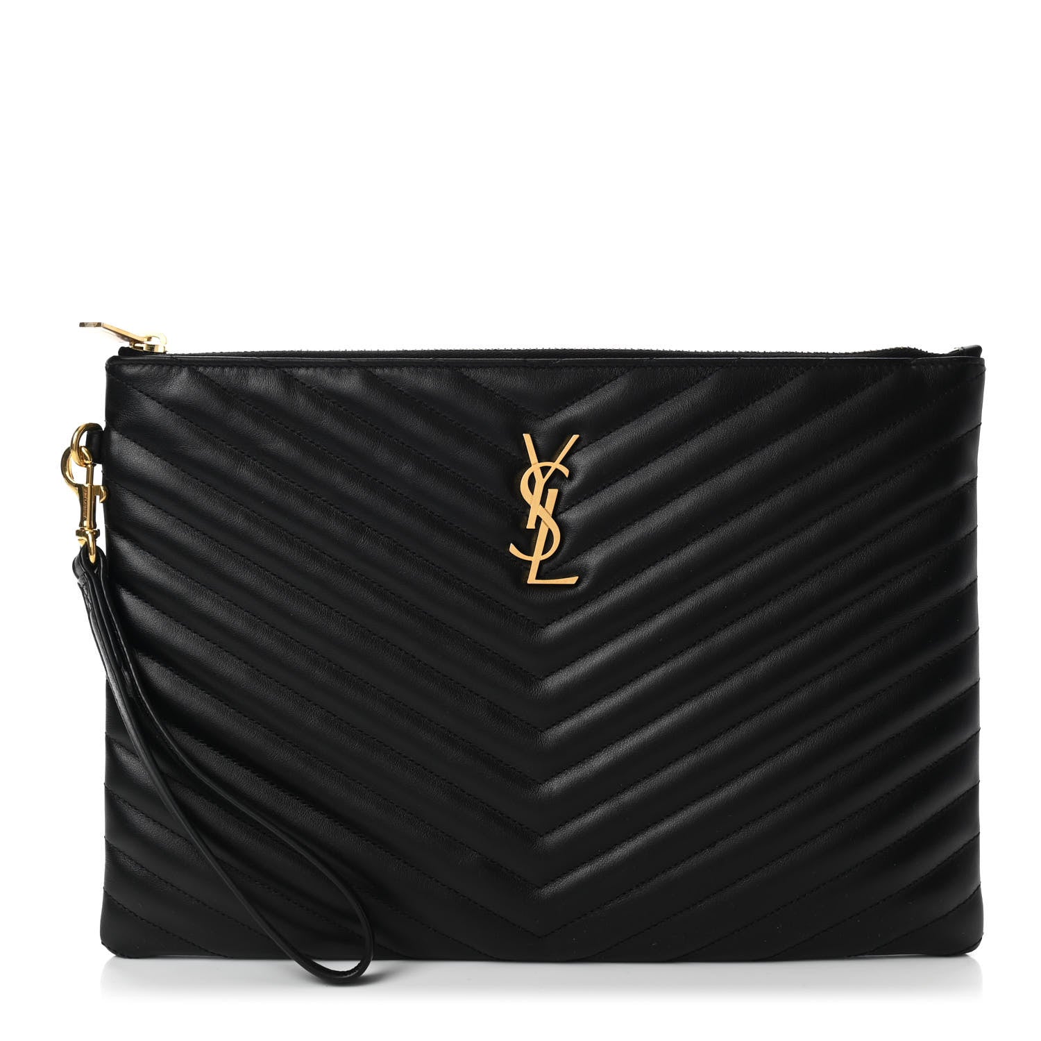 Saint Laurent Calfskin Matelasse Monogram Cassandre Tablet Pouch Black 1 of 7