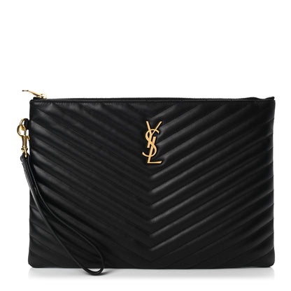 Saint Laurent Calfskin Matelasse Monogram Cassandre Tablet Pouch Black 1 of 7