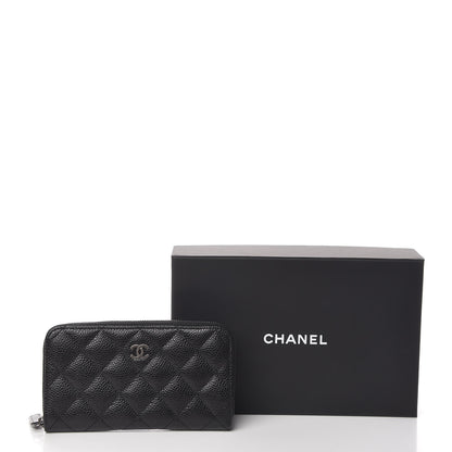 Chanel Caviar Quilted Small Zip Around Wallet Black 9 of 9