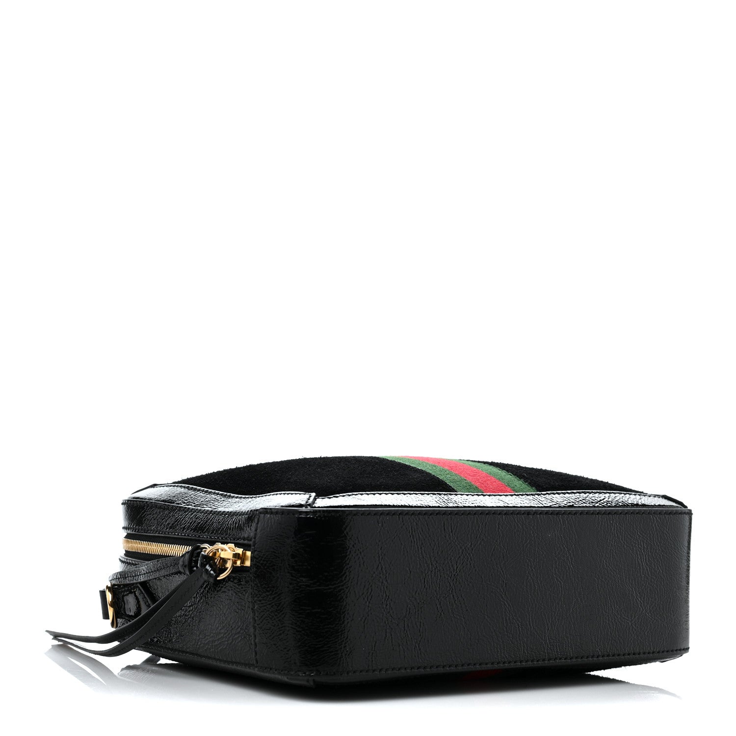 Gucci Suede Patent Web Small Ophidia Top Handle Shoulder Bag Black 4 of 11