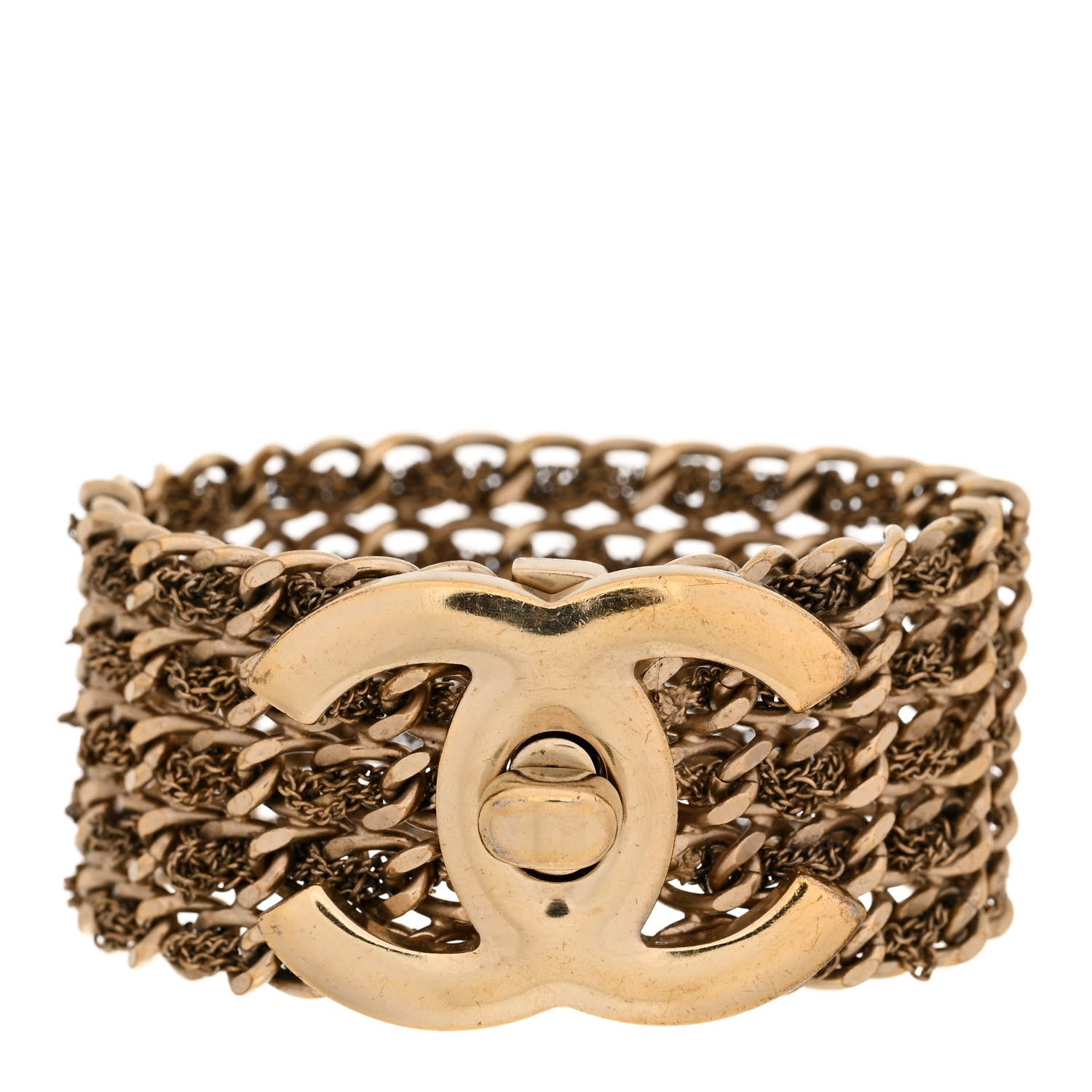 Chanel Metal CC Turnlock Multistrand Chain Bracelet M Gold 1 of 7