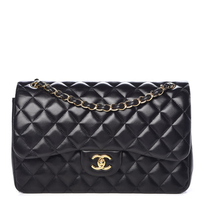 Chanel Lambskin Quilted Jumbo Double Flap Black 1 of 9