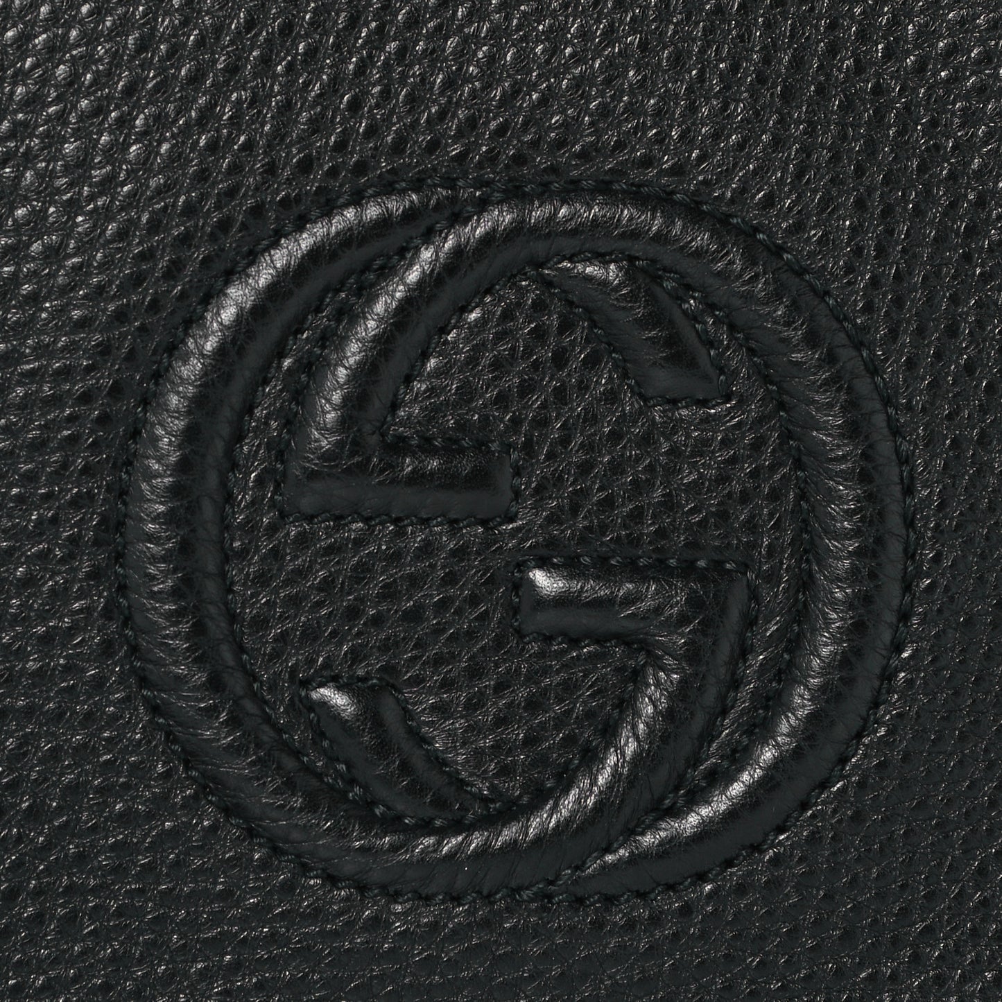 Pebbled Calfskin Medium Soho Clutch Black