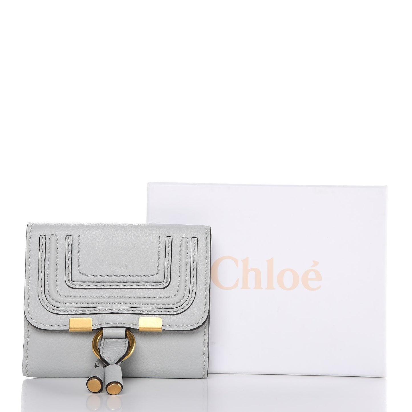 Grained Calfskin Marcie Square Wallet Atoll Blue