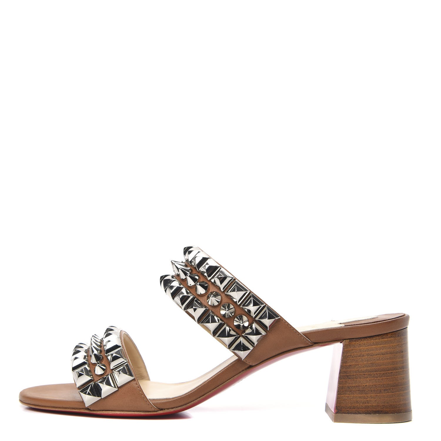 Christian Louboutin Calfskin Tina Goes Mad 55 Slide Sandals 38.5 Cuoio 1 of 10