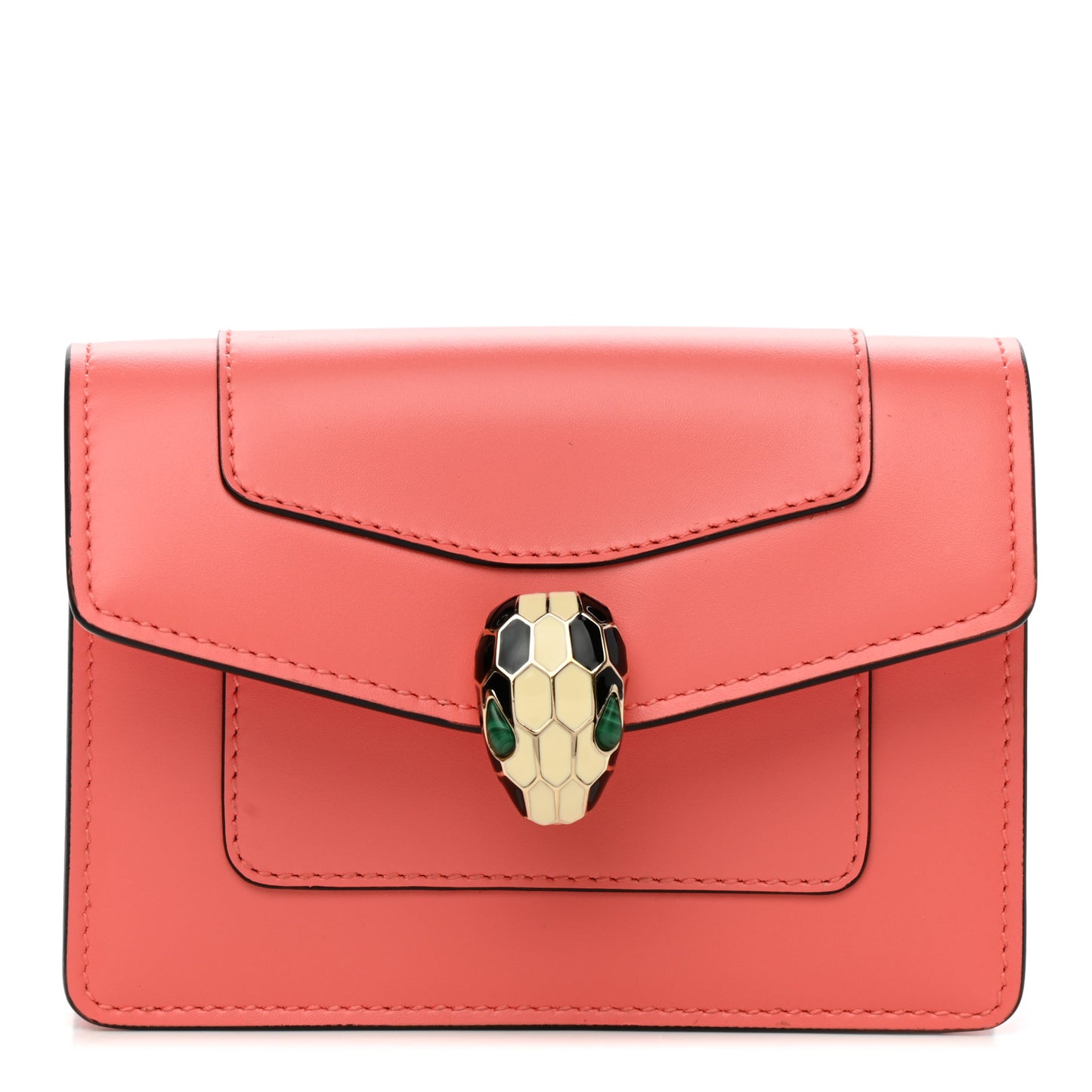 Calfskin Serpenti Forever Card Holder Pink