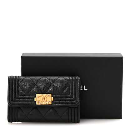 Chanel Caviar Quilted Boy Flap Card Holder Black 10 of 10
