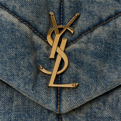 Saint Laurent Denim Quilted Small Loulou Puffer Monogram Chain Satchel Blue Cinnamon 8 of 10