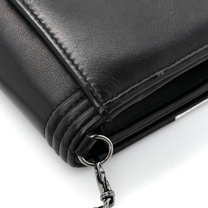 Chanel Metallic Goatskin Boy Wallet On Removable Chain WOC Black Silver 18 of 19