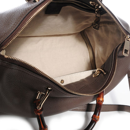 Gucci Leather Bamboo Medium Boston Bag Taupe 6 of 8