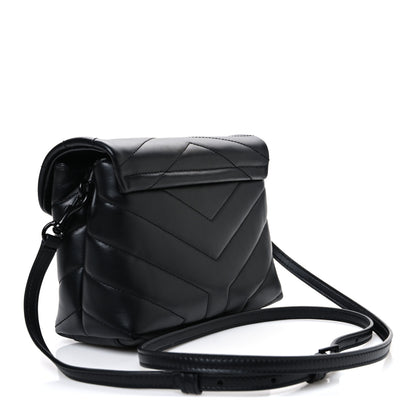 Saint Laurent Calfskin Y Quilted Monogram Monochrome Toy Loulou Crossbody Bag Black 3 of 10