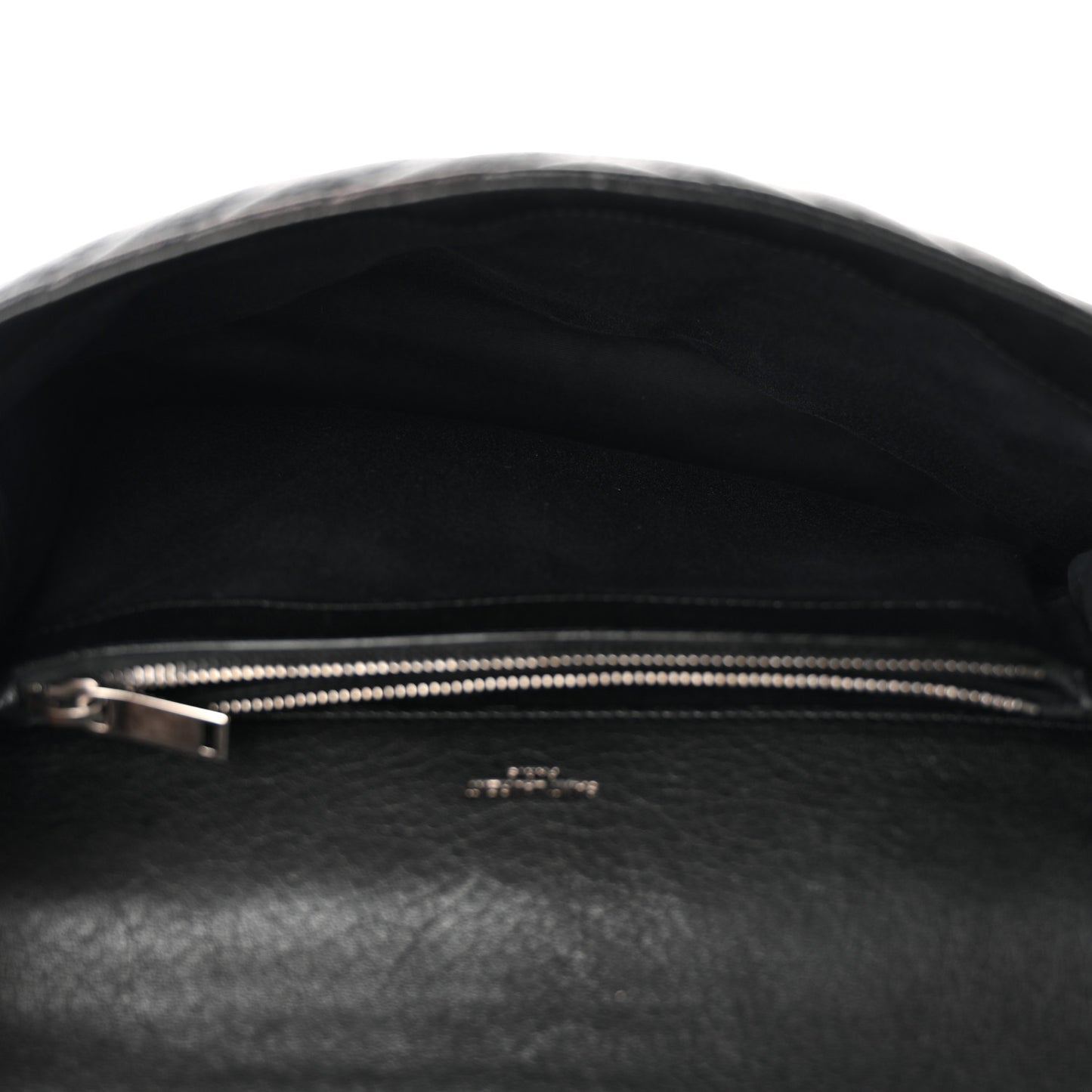 Sheepskin Matelasse Chevron Monogram Large College Satchel Black