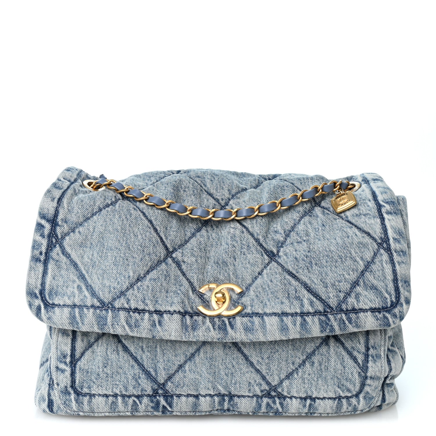Chanel Washed Denim Quilted Flap Bag Blue 1 of 9