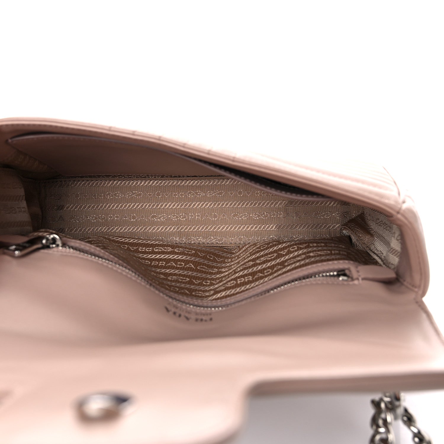Prada Soft Calfskin Impunture Diagramme Medium Chain Flap Shoulder Bag Cipria 4 of 8