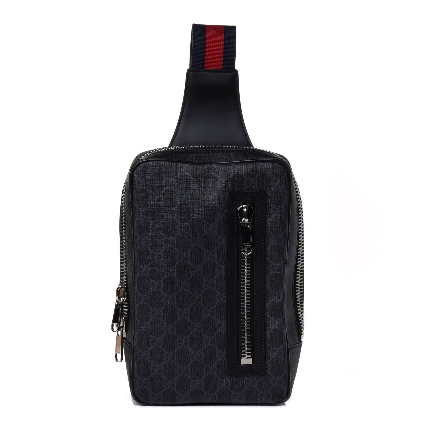 Gucci GG Supreme Monogram Web Belt Bag Black Grey 1 of 4