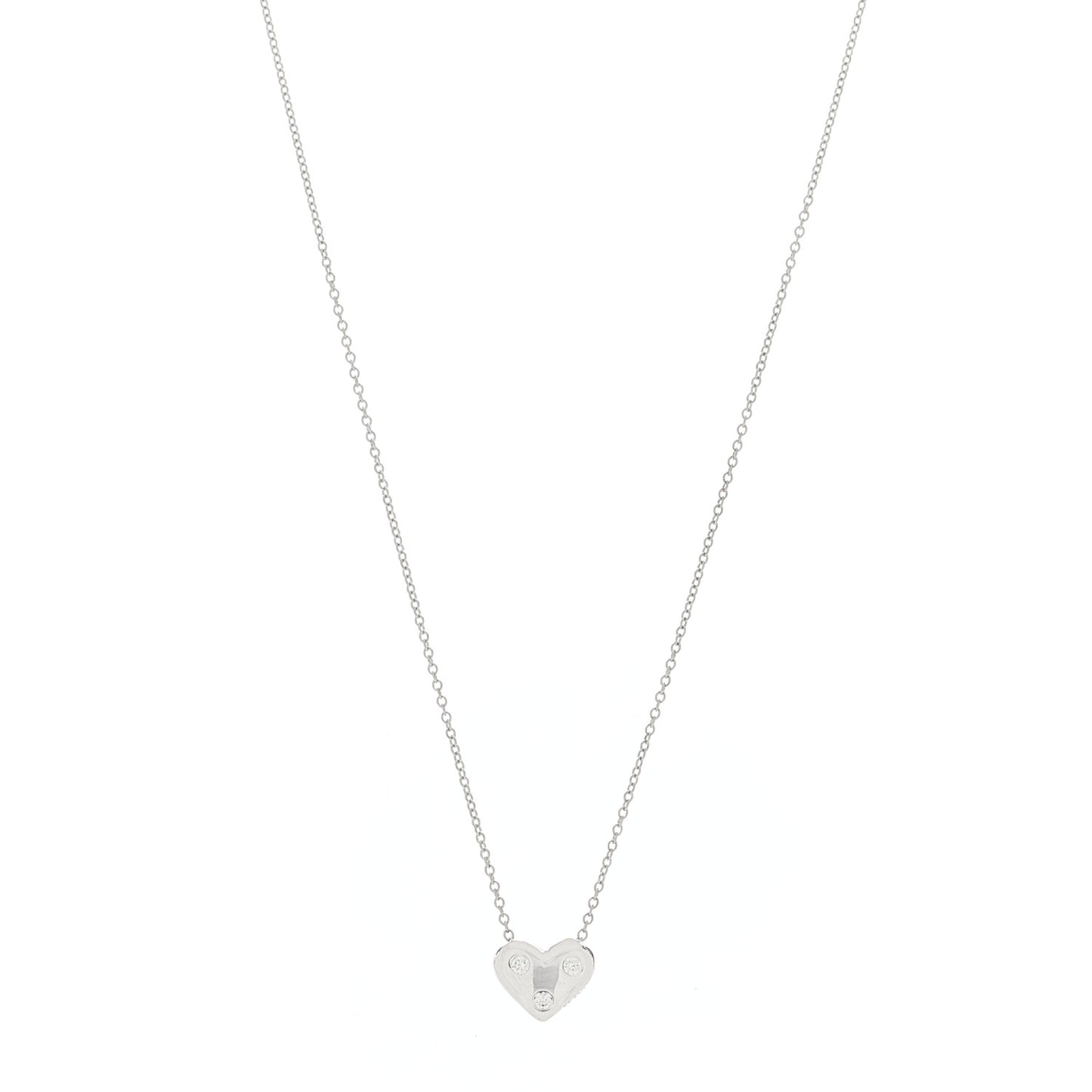Platinum Diamond Etoile Small Heart Pendant Necklace