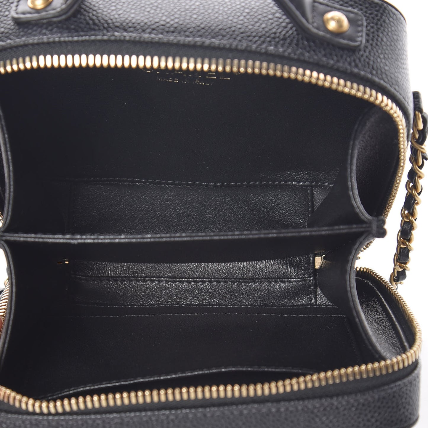 Caviar Quilted Small CC Filigree Vanity Case Black