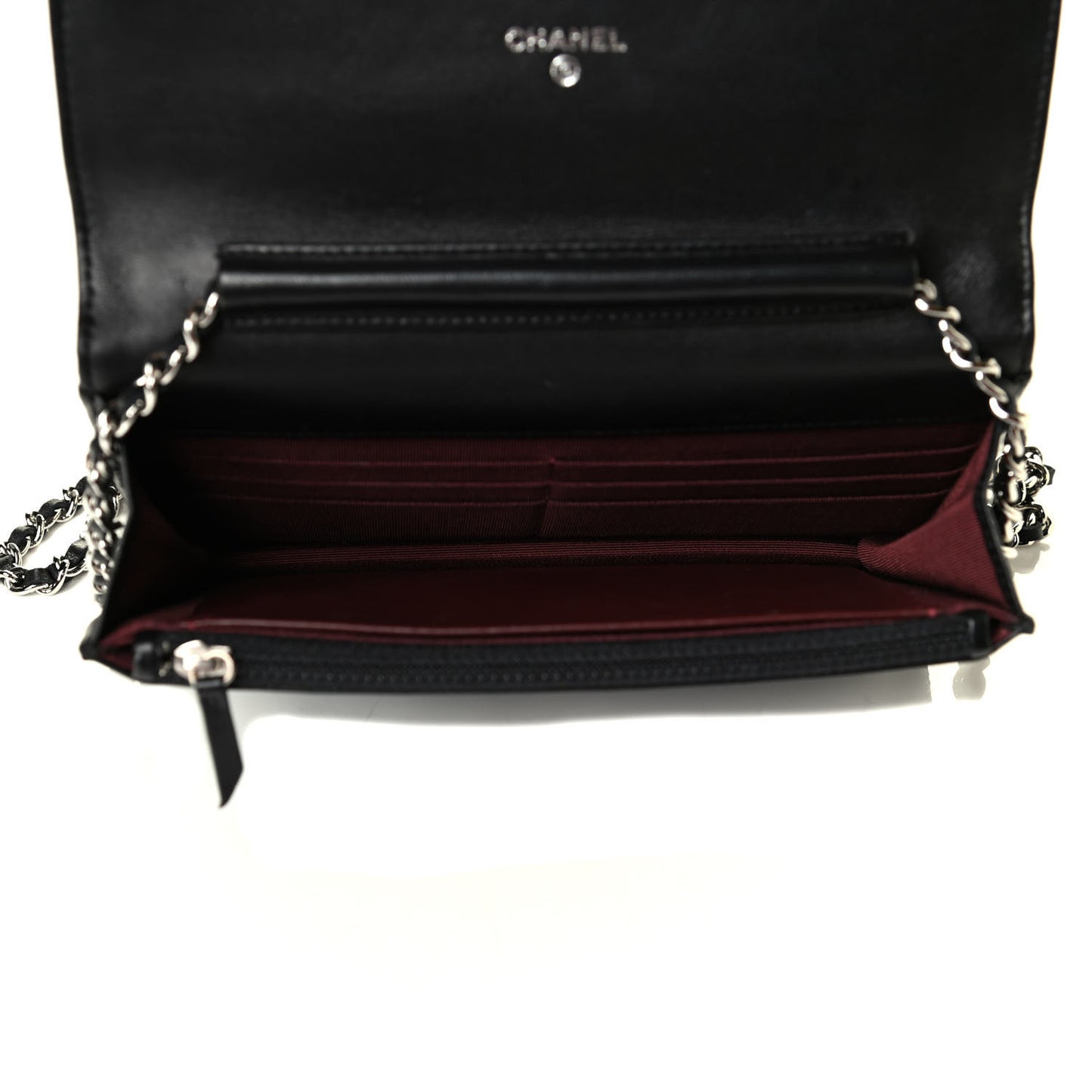 Lambskin Quilted Wallet On Chain WOC Black