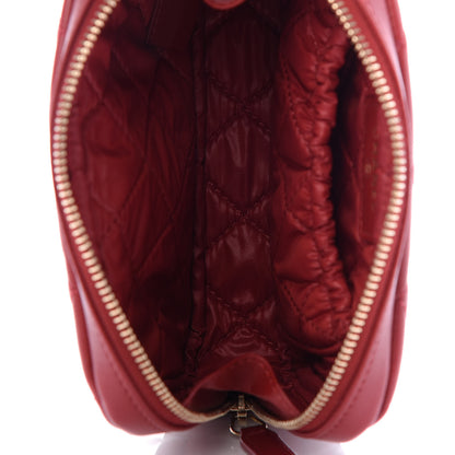 Chanel Lambskin Quilted Small Curvy Pouch Cosmetic Case Dark Red 5 of 7