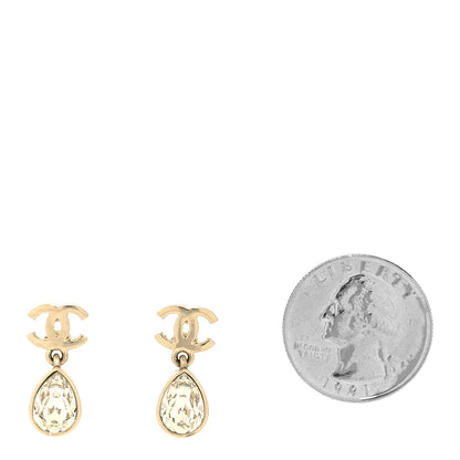 Chanel Crystal CC Tear Drop Earrings Gold 2 of 5