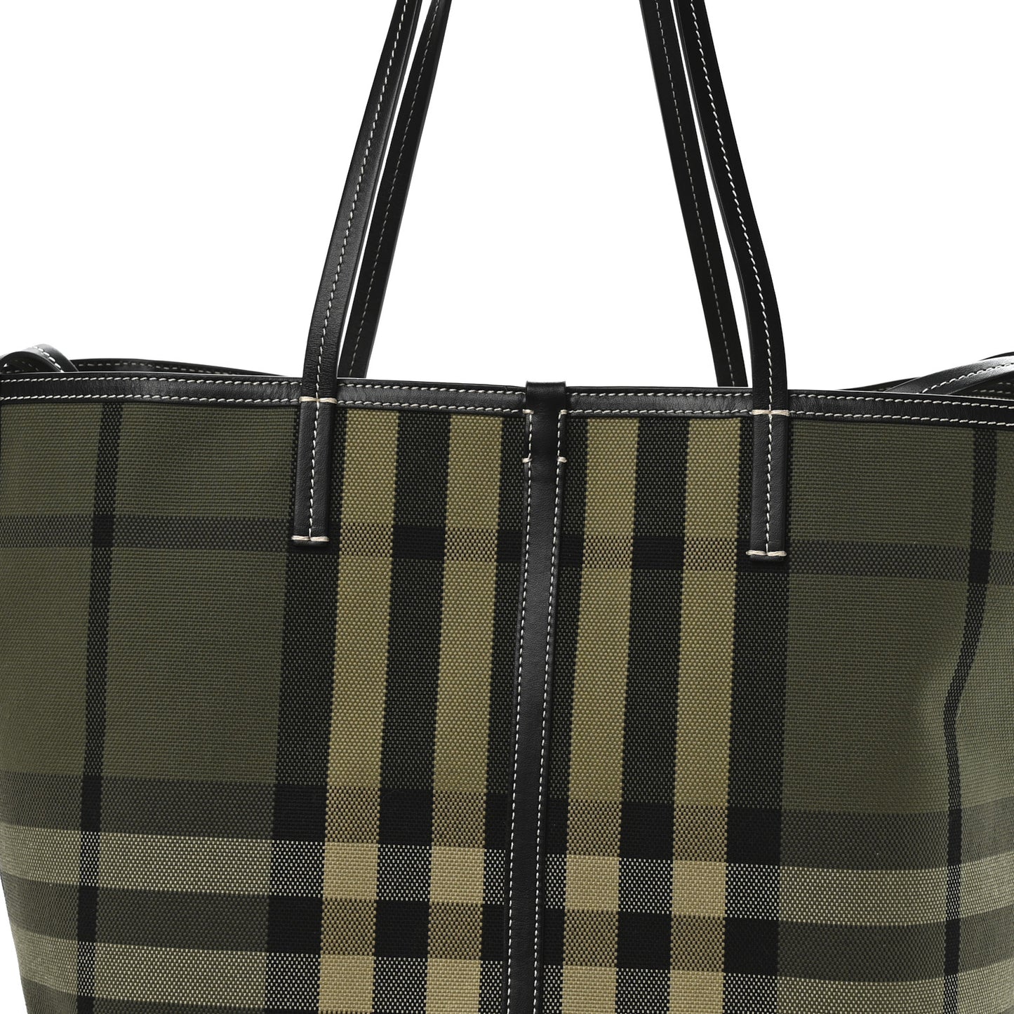 Check Canvas Medium Beach Tote Military Green