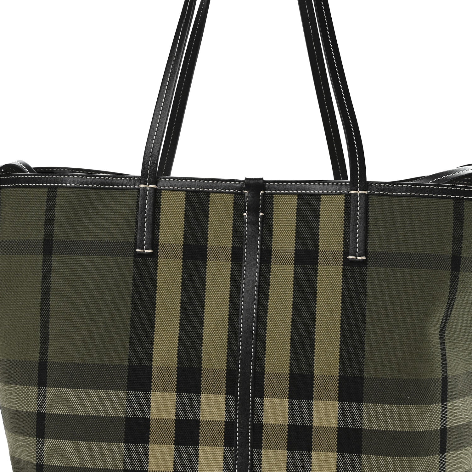 Burberry Check Canvas Medium Beach Tote Military Green 9 of 11