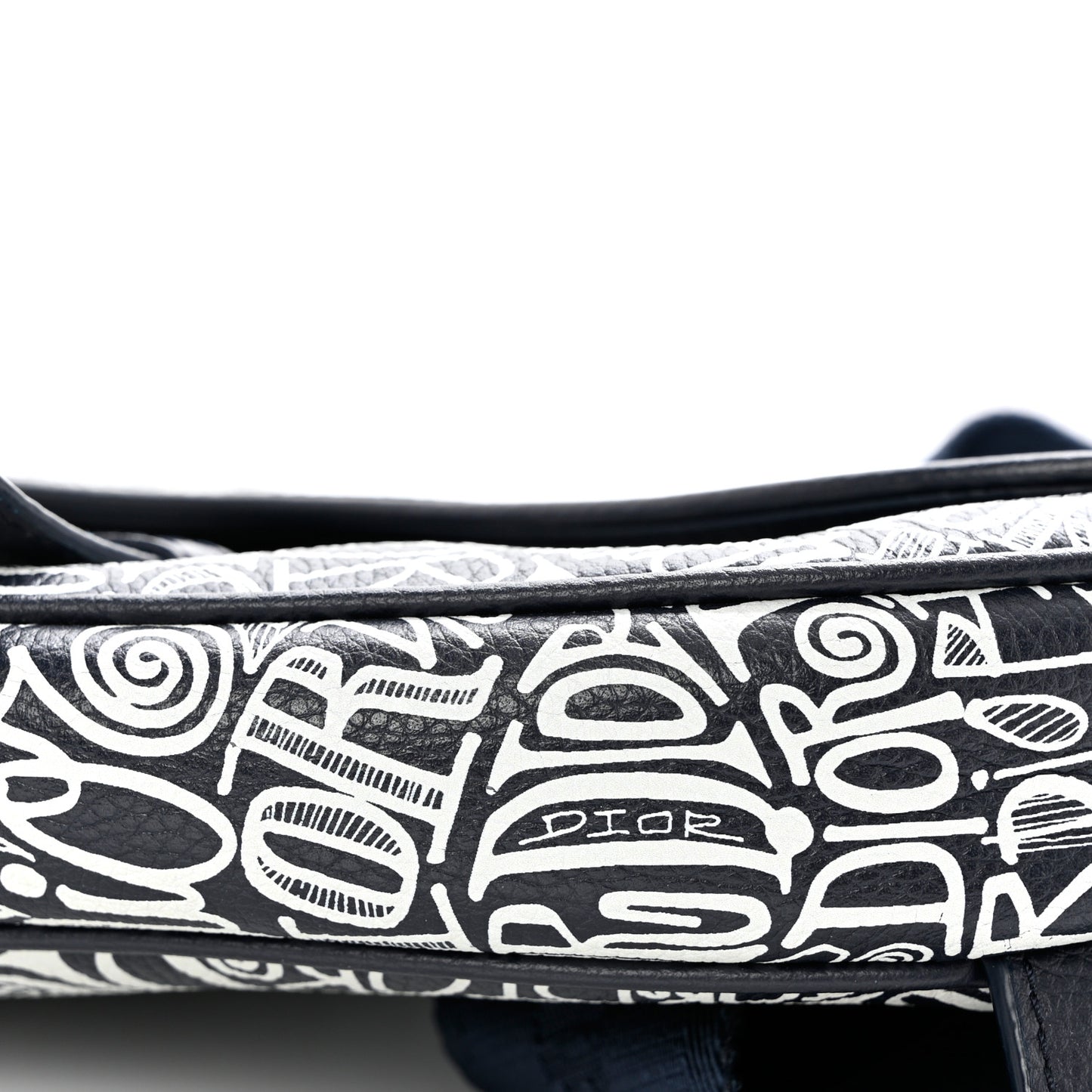 X SHAWN STUSSY Grained Calfskin Printed Mens Saddle Bag Navy Blue