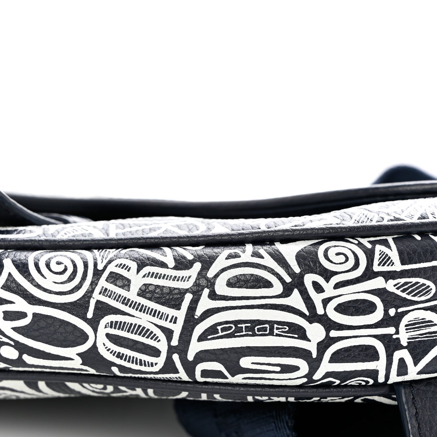 Christian Dior X SHAWN STUSSY Grained Calfskin Printed Mens Saddle Bag Navy Blue 9 of 9