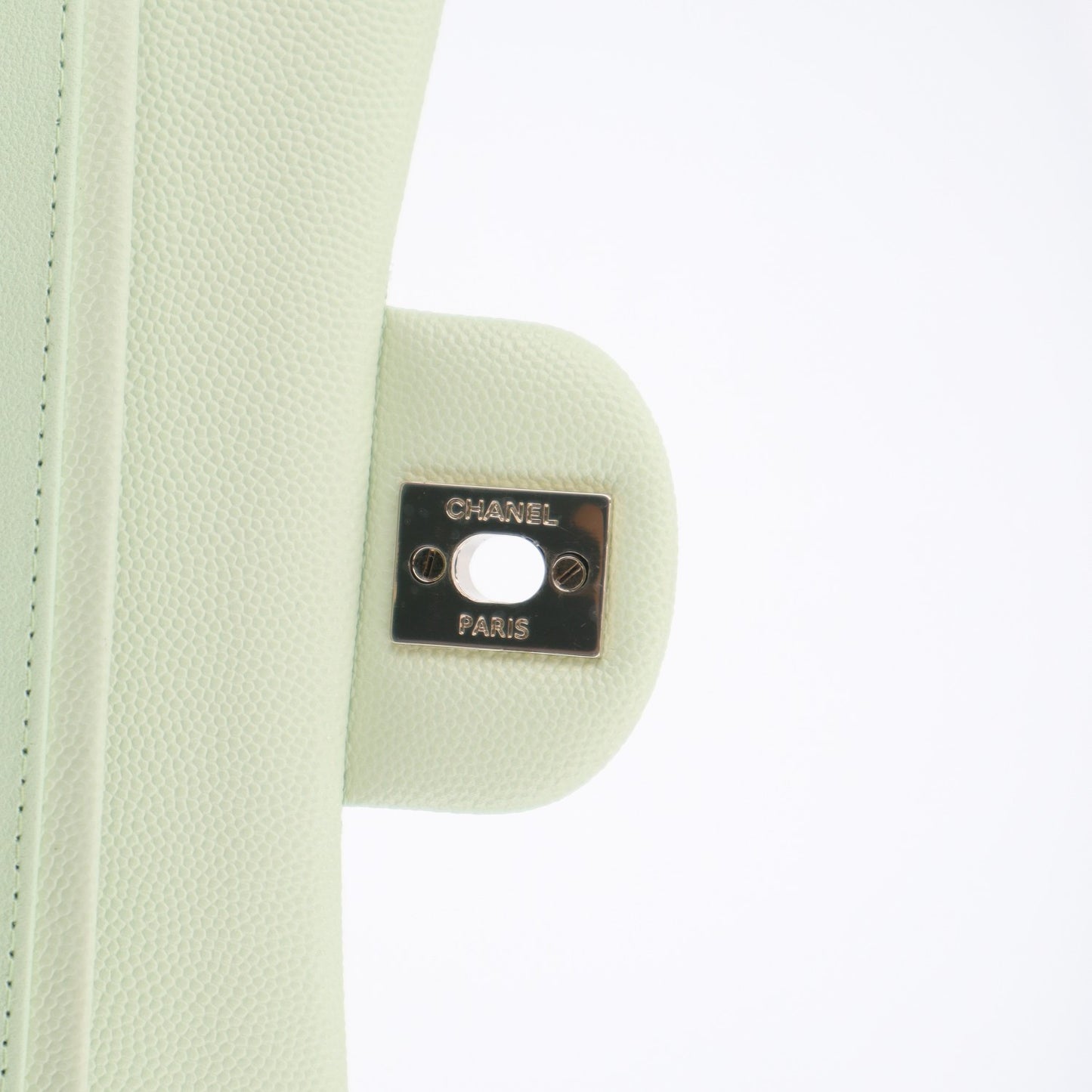Caviar Quilted Small Double Flap Light Green