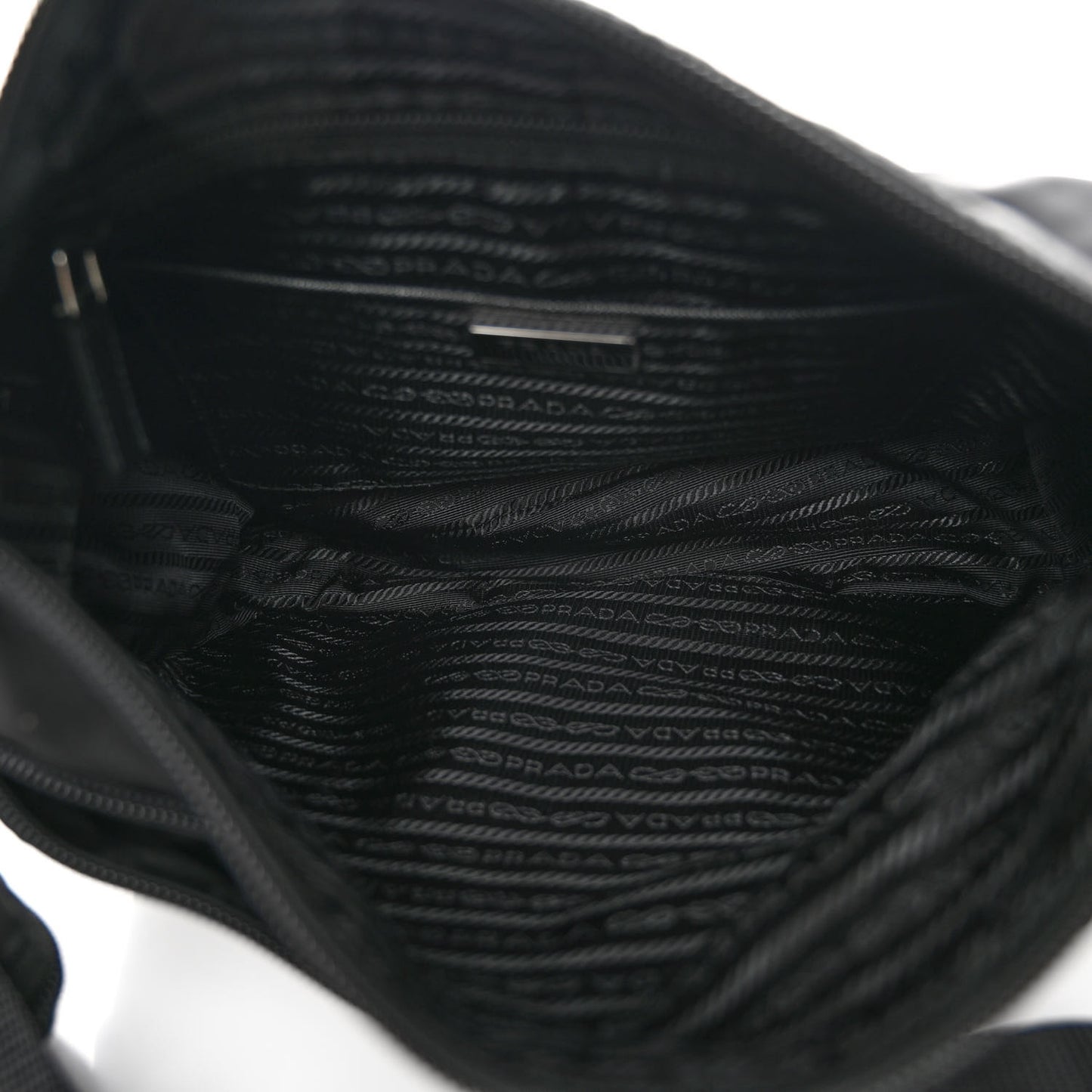 Re-Nylon Vela Saffiano Pocket Double Zip Messenger Bag Black