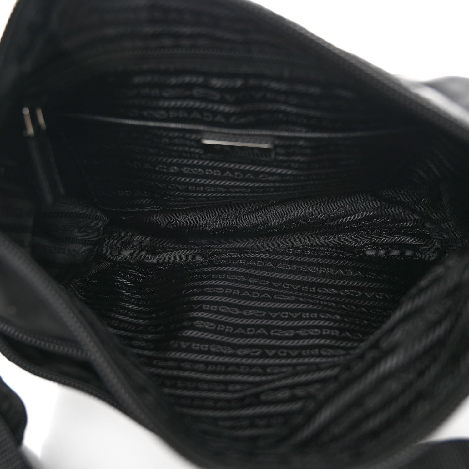Prada Re-Nylon Vela Saffiano Pocket Double Zip Messenger Bag Black 5 of 9