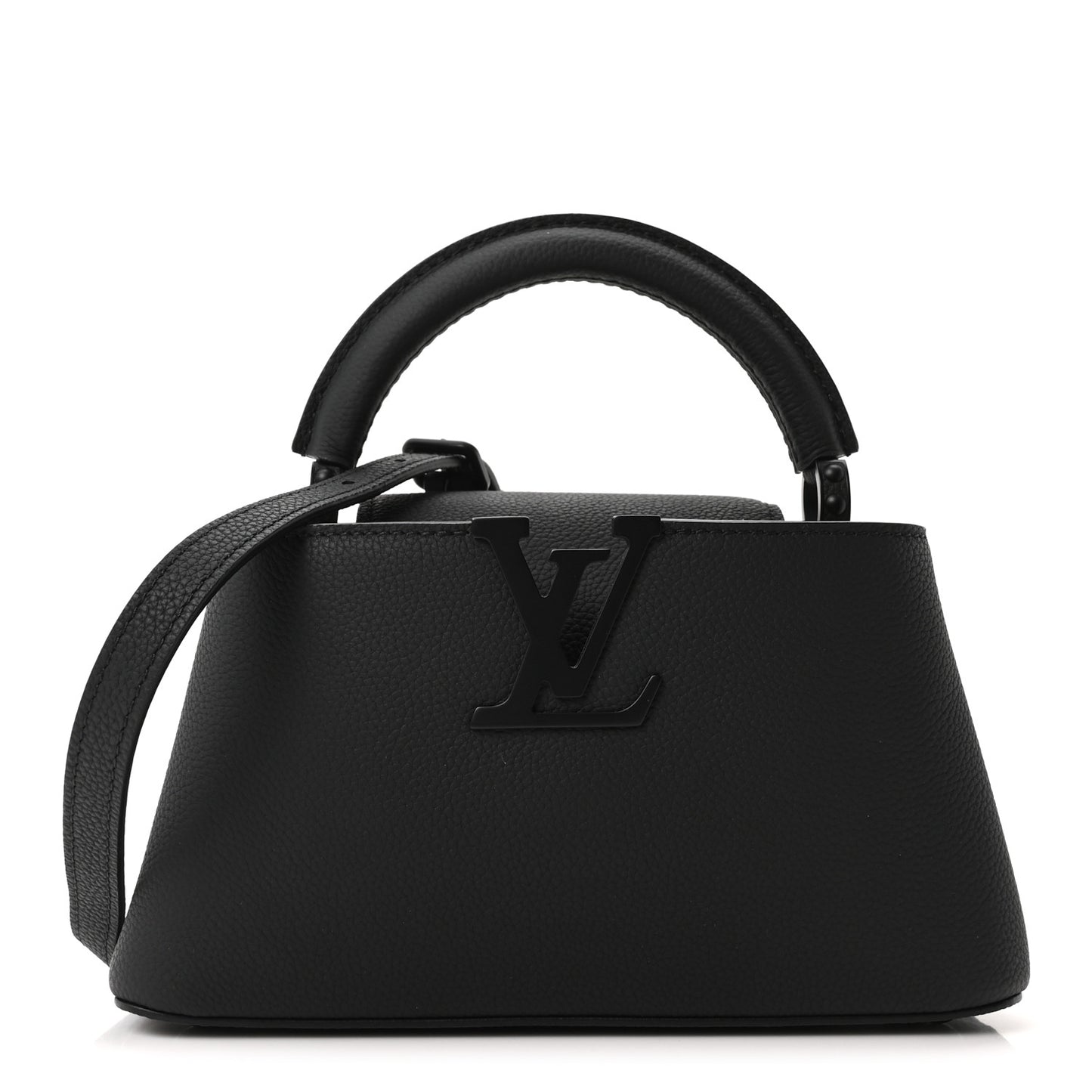 Matte Taurillon Capucines East West Mini All Black