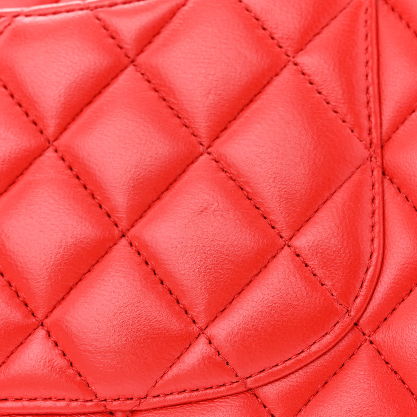 Lambskin Quilted Medium Double Flap Red