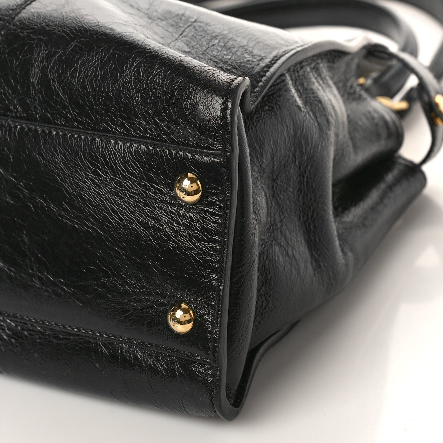 Fendi Agnello Old Shine Medium Peekaboo Iconic Satchel Black 8 of 8