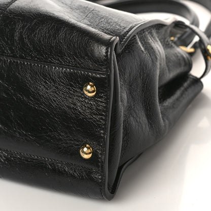 Fendi Agnello Old Shine Medium Peekaboo Iconic Satchel Black 8 of 8