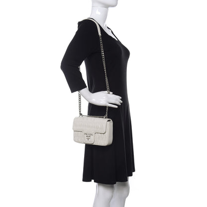 Prada Nappa Gaufre Small Chain Flap Shoulder Bag White 2 of 9