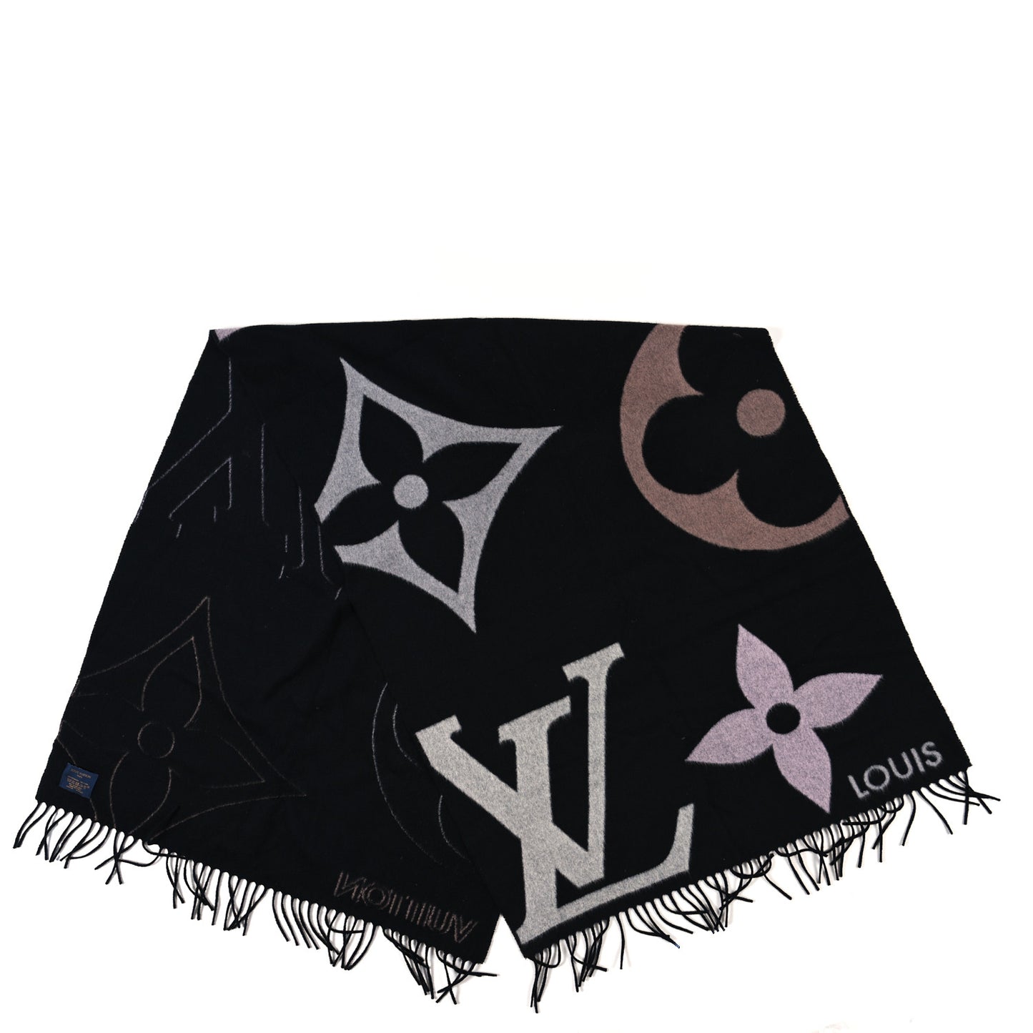 Cashmere Wool Monogram Ultimate Scarf Black