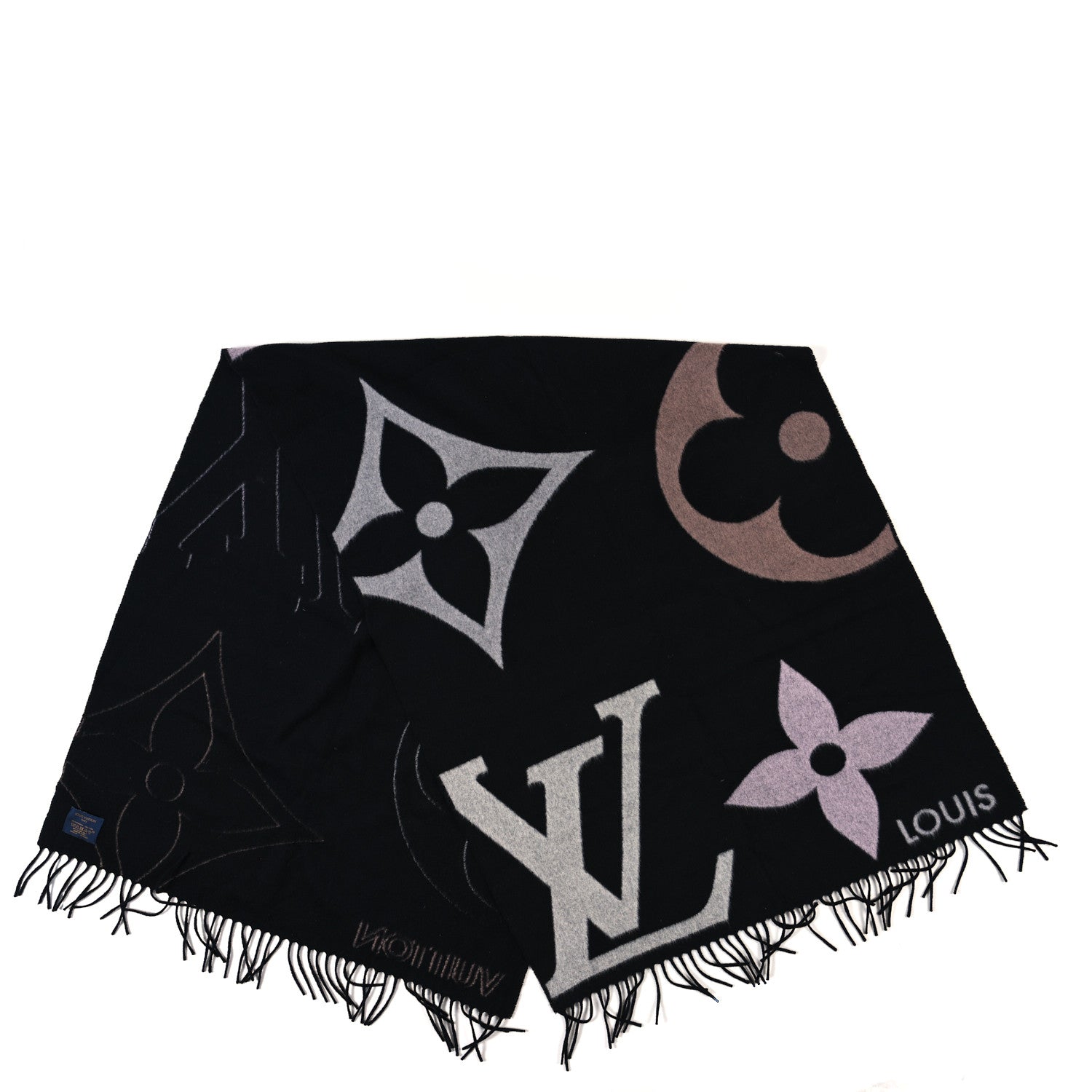 Louis Vuitton Cashmere Wool Monogram Ultimate Scarf Black 2 of 3